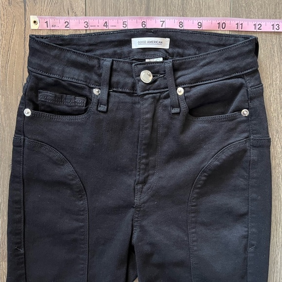 Good American Good Waist Black Jeans Size 00/24 - Picture 12 of 12